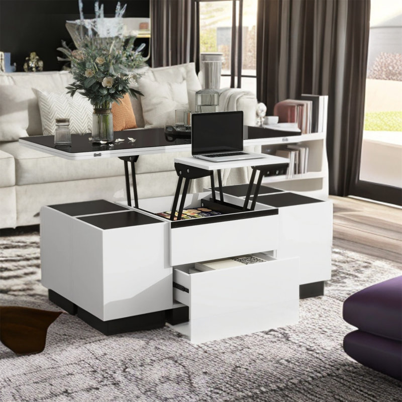 Orren Ellis Gernold Lift Top Pedestal Coffee Table with Storage Wayfair